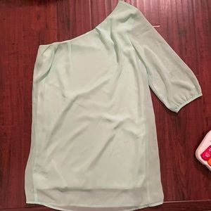 One shoulder mint green boutique dress